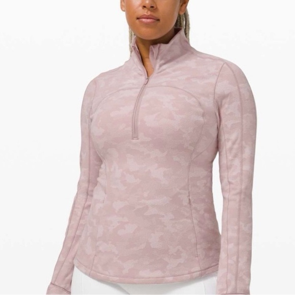 Lululemon Run Briskly 1/2 Zip Heritage Camo Jacquard Silky White